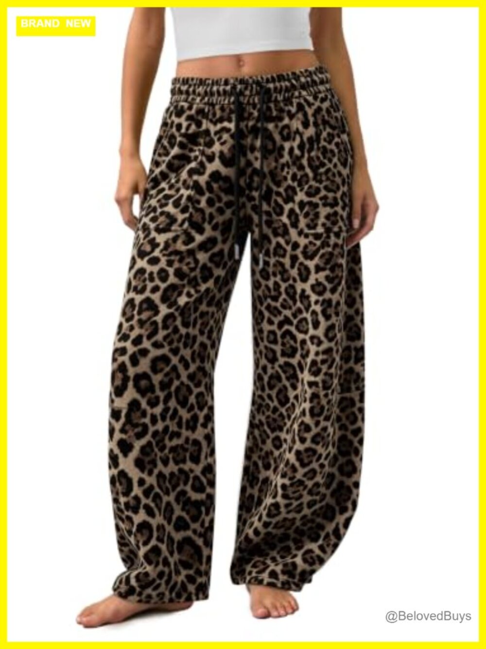Barrel Sweatpants Baggy Wide Leg Relaxed Fit Drawstring Pockets Women